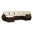 Afuera Living Contemporary 6 Piece Poly Rattan Sofa Set in Brown