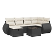 Afuera Living Contemporary 7 Piece Poly Rattan Large Sofa Set in Black