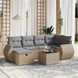 Afuera Living Contemporary 7 Piece Poly Rattan Medium Sofa Set in Beige