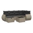 Afuera Living Contemporary 7 Piece Poly Rattan Sofa Set in Gray