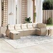 Afuera Living Contemporary 7 Piece Poly Rattan Large Sofa Set in Beige