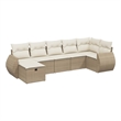 Afuera Living Contemporary 7 Piece Poly Rattan Large Sofa Set in Beige