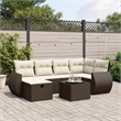 Afuera Living Contemporary 7 Piece Poly Rattan Large Sofa Set in Brown