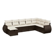 Afuera Living Contemporary 8 Piece Poly Rattan Large Sofa Set in Brown