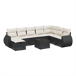 Afuera Living Contemporary 9 Piece Poly Rattan Sofa Set in Black