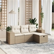 Afuera Living Contemporary 4 Piece Poly Rattan Medium Sofa Set in Beige