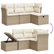 Afuera Living Contemporary 4 Piece Poly Rattan Medium Sofa Set in Beige
