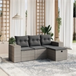 Afuera Living Contemporary 4 Piece Poly Rattan Standard Sofa Set in Gray