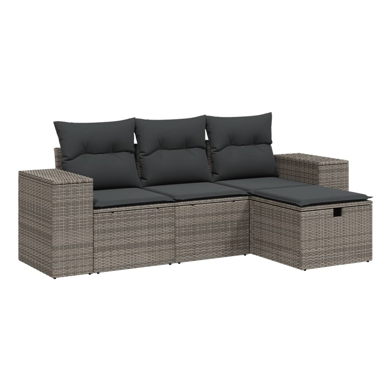 Afuera Living Contemporary 4 Piece Poly Rattan Standard Sofa Set in Gray