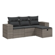 Afuera Living Contemporary 4 Piece Poly Rattan Standard Sofa Set in Gray
