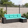 Afuera Living Contemporary 5 Piece Poly Rattan Large Sofa Set in Black