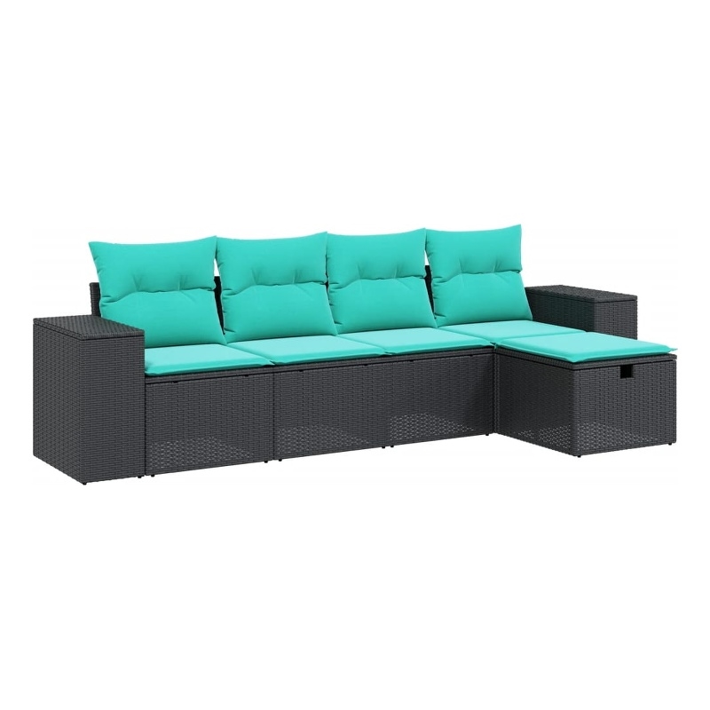 Afuera Living Contemporary 5 Piece Poly Rattan Large Sofa Set in Black