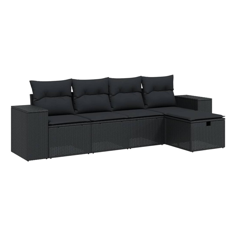 Afuera Living Contemporary Synthetic Poly Rattan Sofa Set in Black