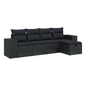 Afuera Living Contemporary Synthetic Poly Rattan Sofa Set in Black