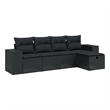 Afuera Living Contemporary Synthetic Poly Rattan Sofa Set in Black
