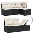 Afuera Living Contemporary 5 Piece Poly Rattan Large Sofa Set in Black