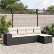 Afuera Living Contemporary 5 Piece Poly Rattan Large Sofa Set in Black