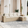 Afuera Living Contemporary 5 Piece Poly Rattan Medium Sofa Set in Beige