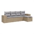 Afuera Living Contemporary 5 Piece Poly Rattan Large Sofa Set in Beige