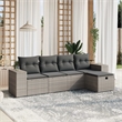 Afuera Living Contemporary 5 Piece Poly Rattan Large Sofa Set in Gray