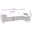 Afuera Living Contemporary 5 Piece Poly Rattan Large Sofa Set in Gray