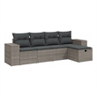 Afuera Living Contemporary 5 Piece Poly Rattan Large Sofa Set in Gray