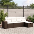 Afuera Living Contemporary 5 Piece Poly Rattan Sofa Set in Brown