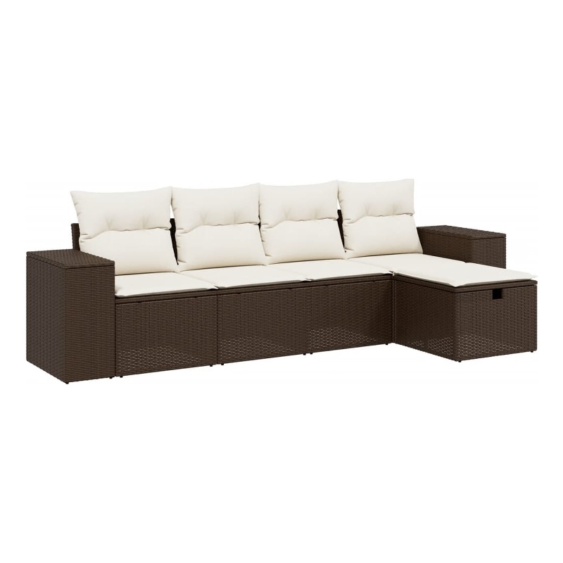 Afuera Living Contemporary 5 Piece Poly Rattan Sofa Set in Brown