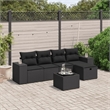 Afuera Living Contemporary 6 Piece Poly Rattan Sofa Set in Black