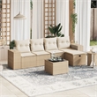 Afuera Living Contemporary 6 Piece Poly Rattan Large Sofa Set in Beige