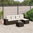 Afuera Living Contemporary 6 Piece Poly Rattan Large Sofa Set in Brown