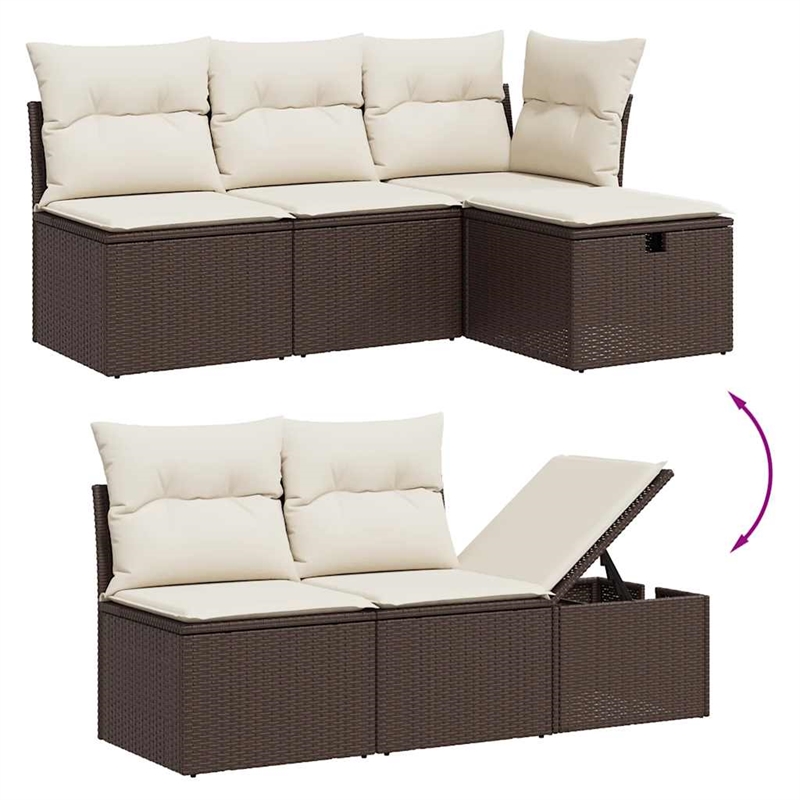 Afuera Living Contemporary 6 Piece Poly Rattan Large Sofa Set in Brown