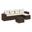 Afuera Living Contemporary 6 Piece Poly Rattan Large Sofa Set in Brown