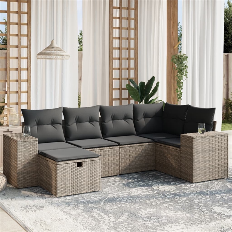 Afuera Living Contemporary Poly Rattan Large Sofa Set in Gray
