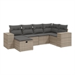 Afuera Living Contemporary Poly Rattan Large Sofa Set in Gray