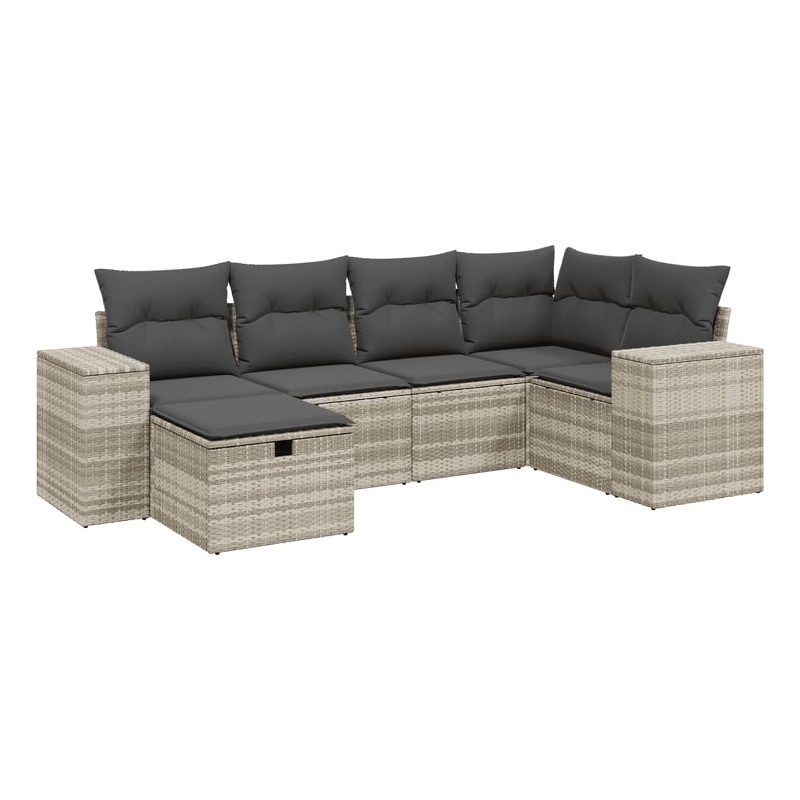 Afuera Living Contemporary 6 Piece Poly Rattan Sofa Set in Gray