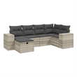 Afuera Living Contemporary 6 Piece Poly Rattan Sofa Set in Gray