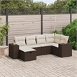 Afuera Living Contemporary 6 Piece Poly Rattan Small Sofa Set in Brown