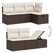 Afuera Living Contemporary 6 Piece Poly Rattan Small Sofa Set in Brown