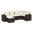 Afuera Living Contemporary 6 Piece Poly Rattan Small Sofa Set in Brown