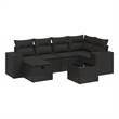 Afuera Living Contemporary 7 Piece Poly Rattan Sofa Set in Black