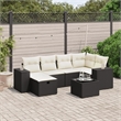 Afuera Living Contemporary 7 Piece Poly Rattan Large Sofa Set in Black