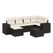 Afuera Living Contemporary 7 Piece Poly Rattan Large Sofa Set in Black