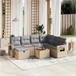 Afuera Living Contemporary Synthetic Poly Rattan 8 Piece Sofa Set in Beige