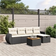 Afuera Living Contemporary 6 Piece Poly Rattan Sofa Set in Black/Cream