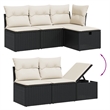 Afuera Living Contemporary 6 Piece Poly Rattan Sofa Set in Black/Cream