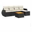 Afuera Living Contemporary 6 Piece Poly Rattan Sofa Set in Black/Cream