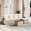 Afuera Living Contemporary Synthetic Poly Rattan 6 Piece  Sofa Set in Beige