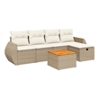 Afuera Living Contemporary Synthetic Poly Rattan 6 Piece  Sofa Set in Beige