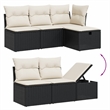 Afuera Living Contemporary 7 Piece Poly Rattan Sofa Set in Black/Cream